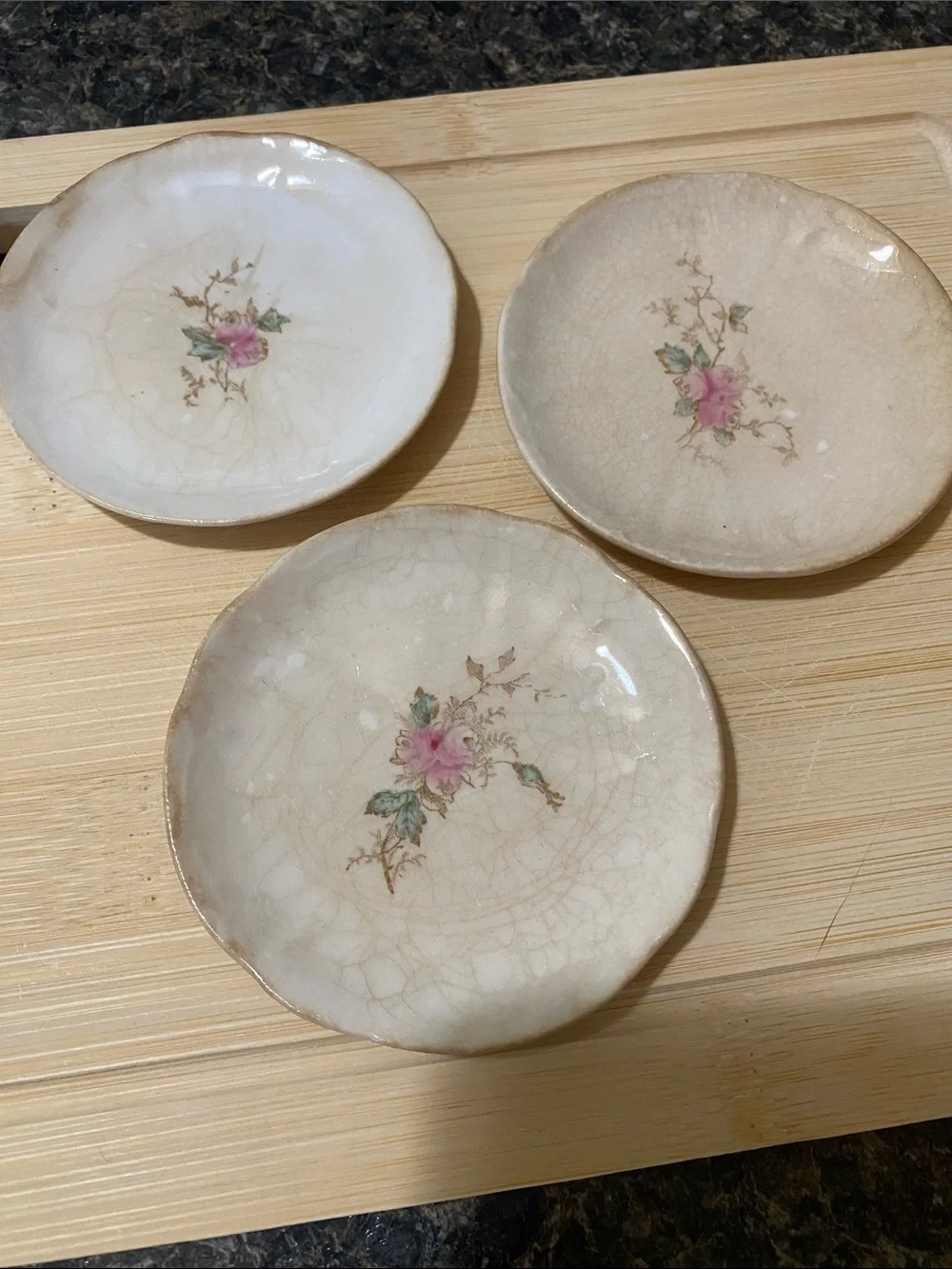 Charming Vintage Floral Butter Pats / Small Trinket Dishes - Set of 3